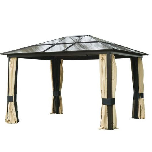 Carpa pérgola Outsunny para exterior color Marrón/Crema, , large image number null