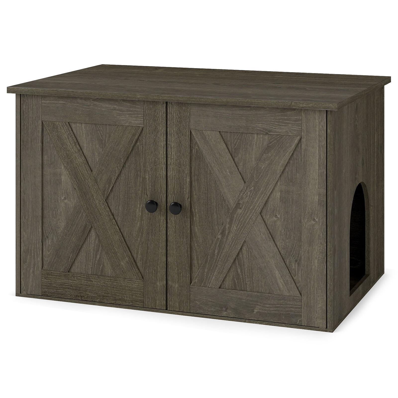 COSTWAY Caja de Arena para Gatos con Entrada Lateral, Mueble de Caja de Arena Oculta con Separador, Puertas Magn&eacute;ticas, Arenero para Gatos para Sal&oacute;n, Dormitorio y Entrada, 80x53x50cm, Gris, , large Imagen numero 1