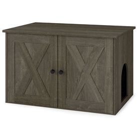 COSTWAY Caja de Arena para Gatos con Entrada Lateral, Mueble de Caja de Arena Oculta con Separador, Puertas Magn&eacute;ticas, Arenero para Gatos para Sal&oacute;n, Dormitorio y Entrada, 80x53x50cm, Gris