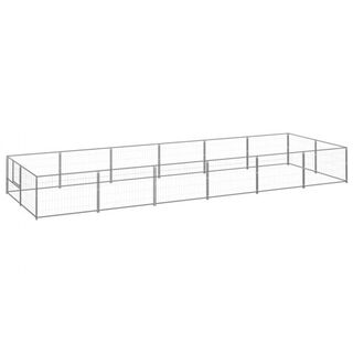 VidaXL Perrera Acero Rectangular Plateada