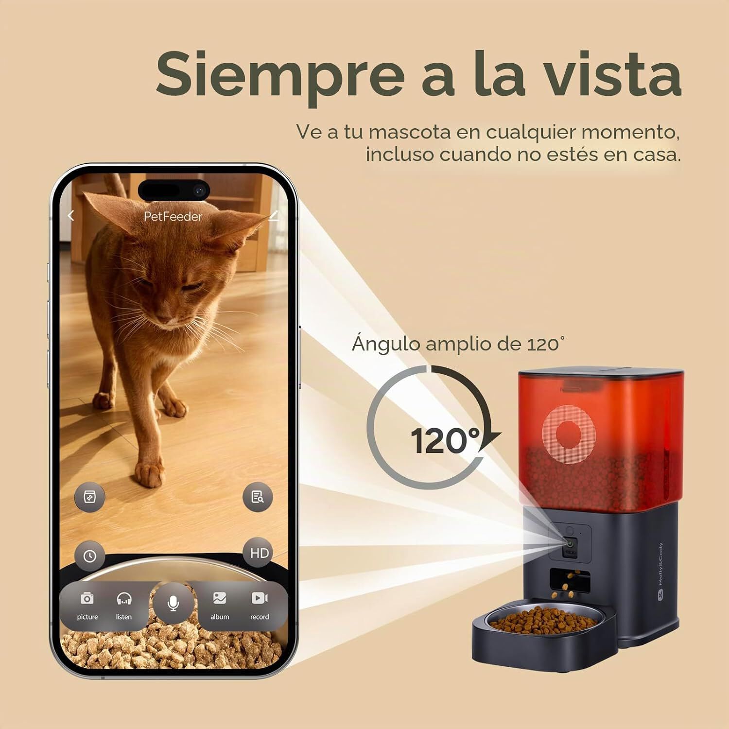 Molly&Cody Comedero Autom&aacute;tico con C&aacute;mara para Gatos y Perros de 6 L, , large Imagen numero 2