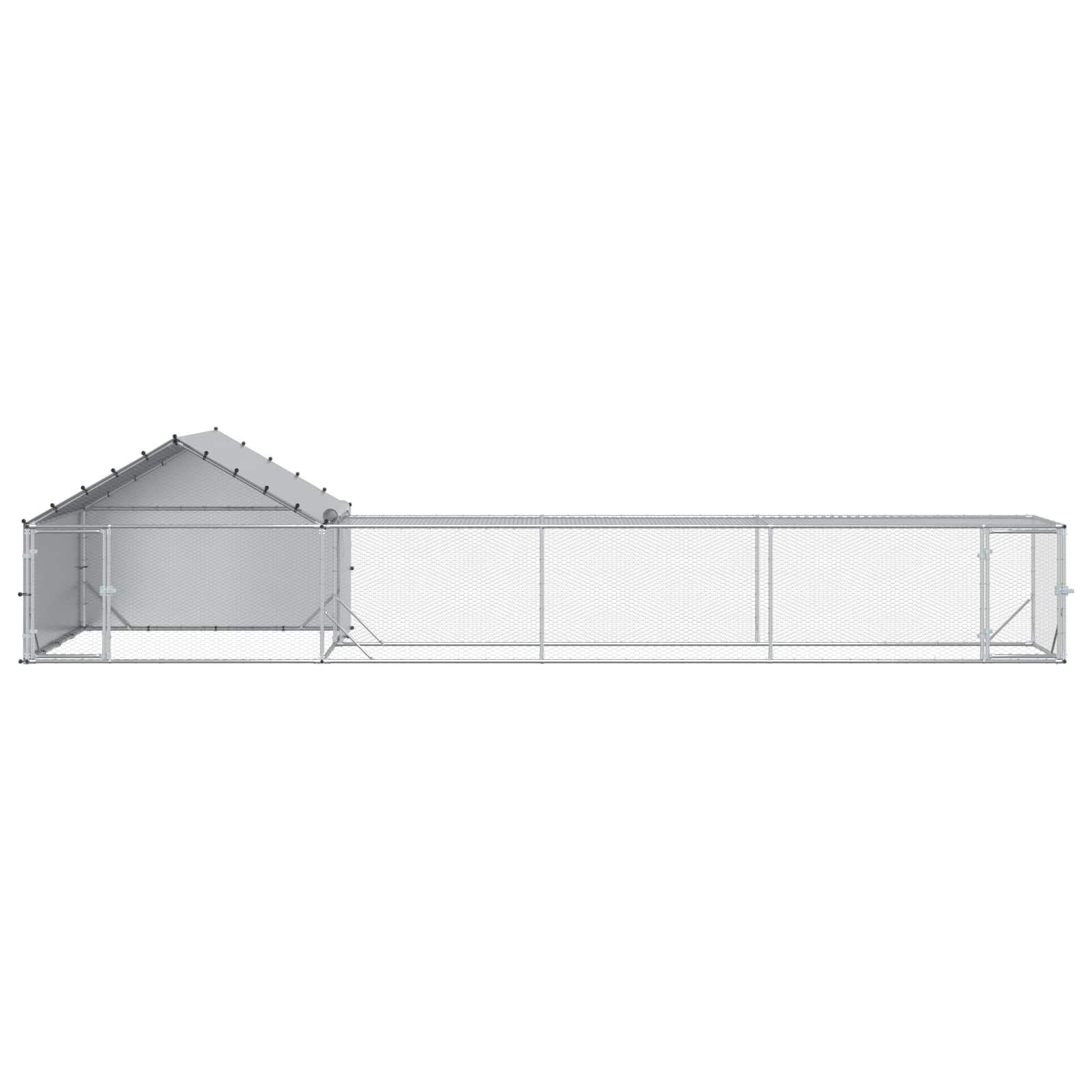 vidaXL Gallinero con techo y patio 2 uds. Plateado Acero Galvanizado de Patio, , large Imagen numero 3