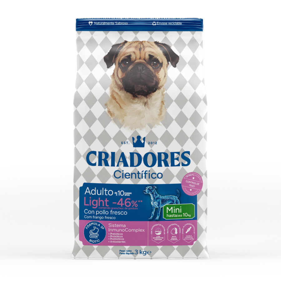 Criadores Cient&iacute;fico Light -46% contenido graso Adulto Mini Pienso Pollo para perros, , large Imagen numero 1