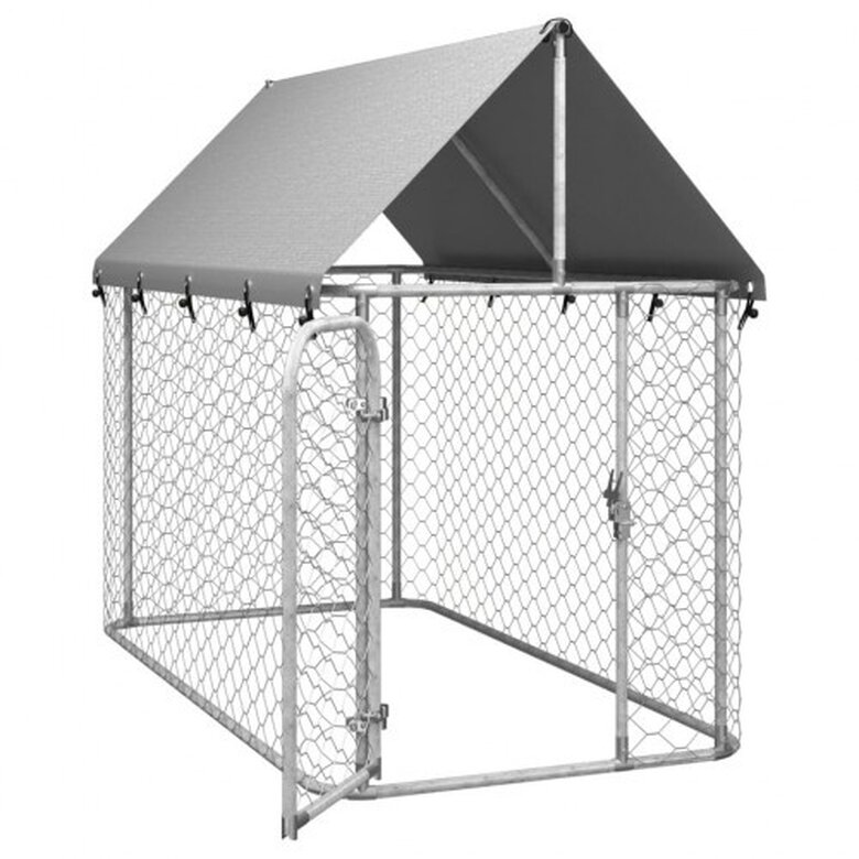 VidaXL Perrera Exterior Plateada para perros, , large image number null