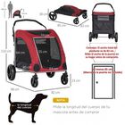 Pawhut cochecito plegable con 4 ventanas rojo para mascotas, , large image number null