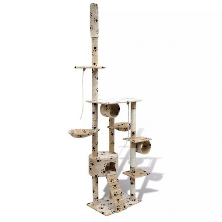 Rascador con postes XL para gatos color Beige huellas, , large image number null