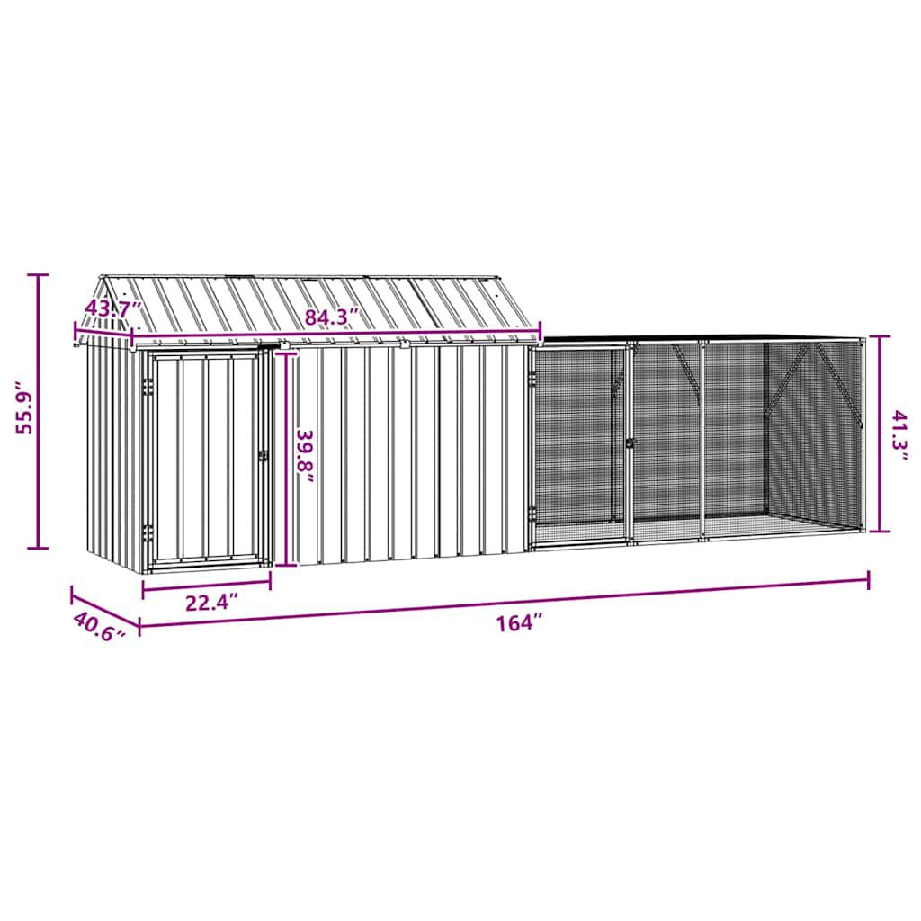 vidaXL Jaula para Aves Antracita 425 x 304 x 247 cm Acero galvanizado, , large Imagen numero 12