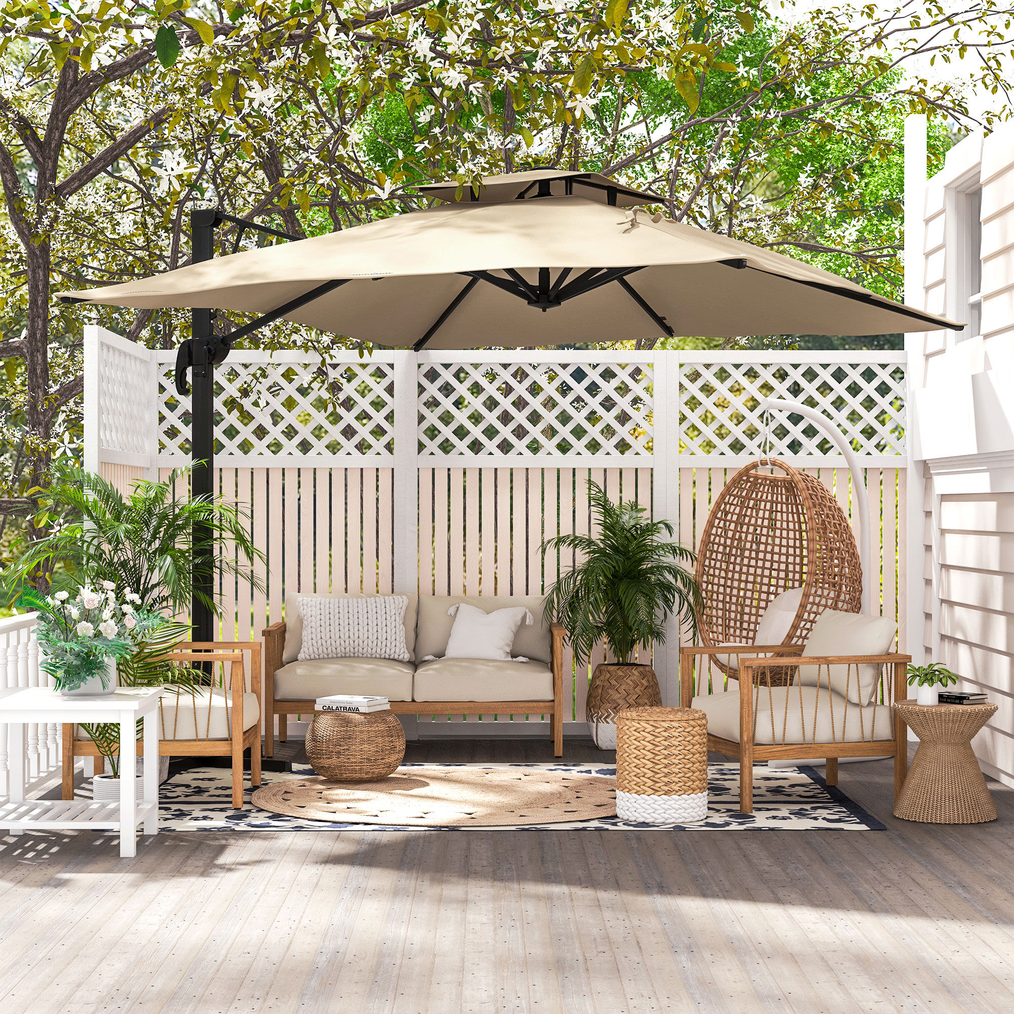 Outsunny Sombrilla de Jard&iacute;n Caqui, , large Imagen numero 2