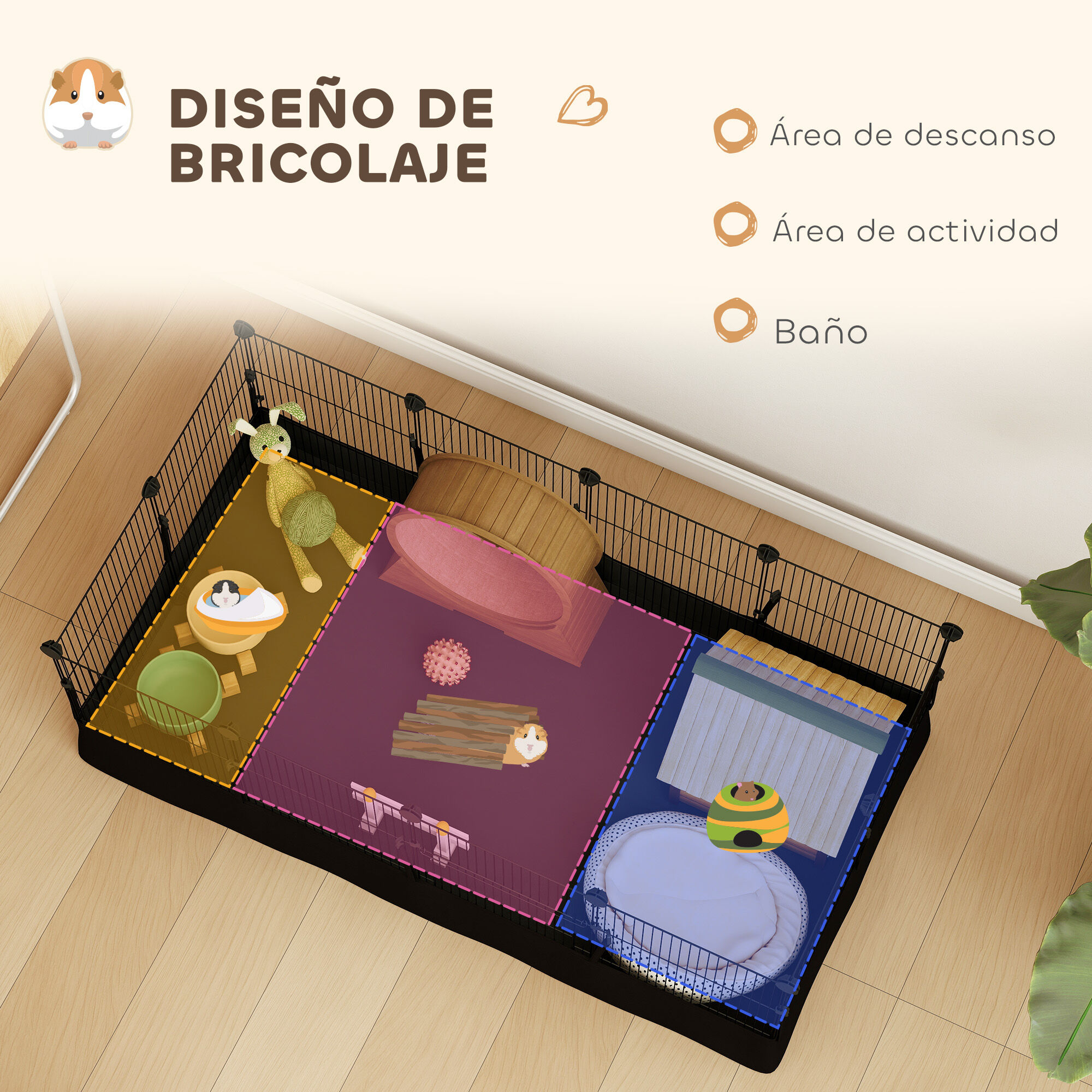 PawHut Jaula Animales Peque&ntilde;os Negro, , large Imagen numero 5