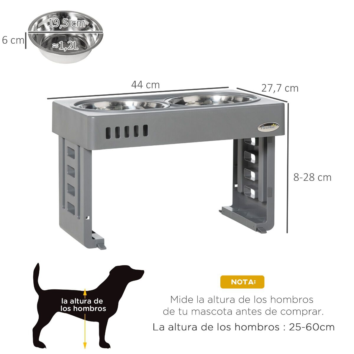 PawHut Comedero Elevado para Perros, , large Imagen numero 2