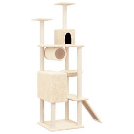 Vida XL Rascador con rampa y postes de sisal crema para gatos