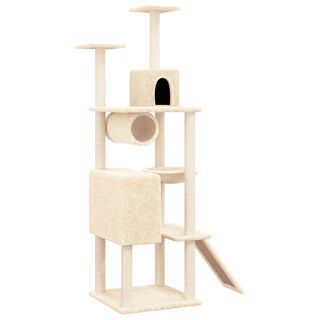 Vida XL Rascador con rampa y postes de sisal crema para gatos