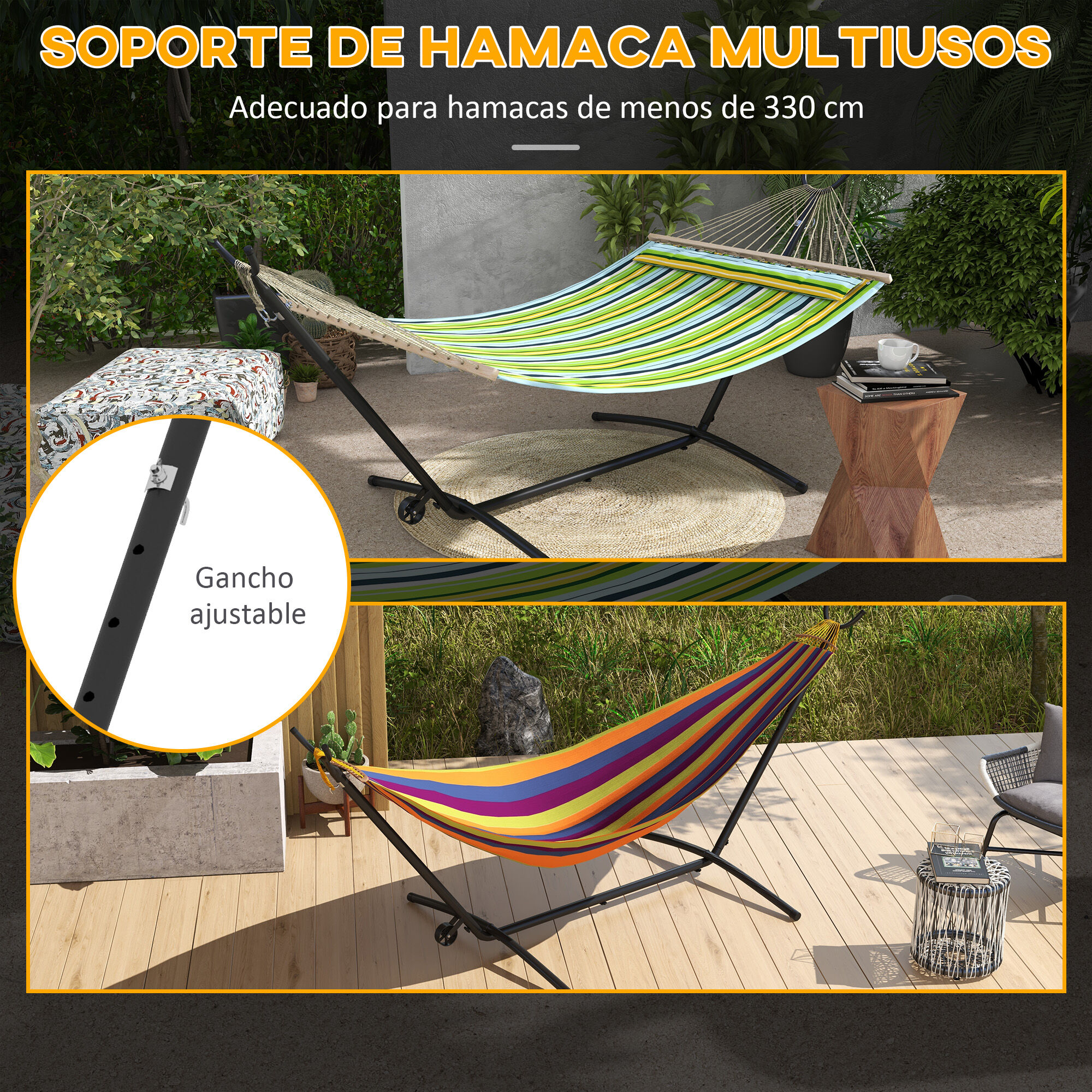 Outsunny Soporte para Hamacas Negro, , large Imagen numero 5