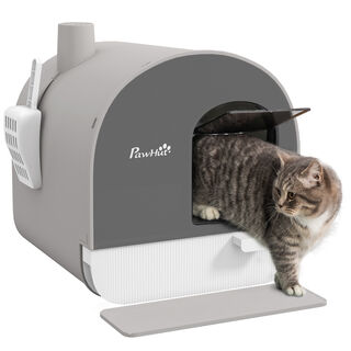 PawHut Arenero Gris para Gatos 