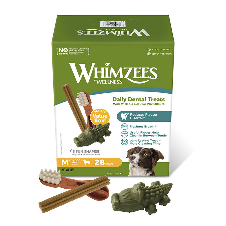 28 barritas Whimzees Snacks Dentales Mix para perros de raza mediana