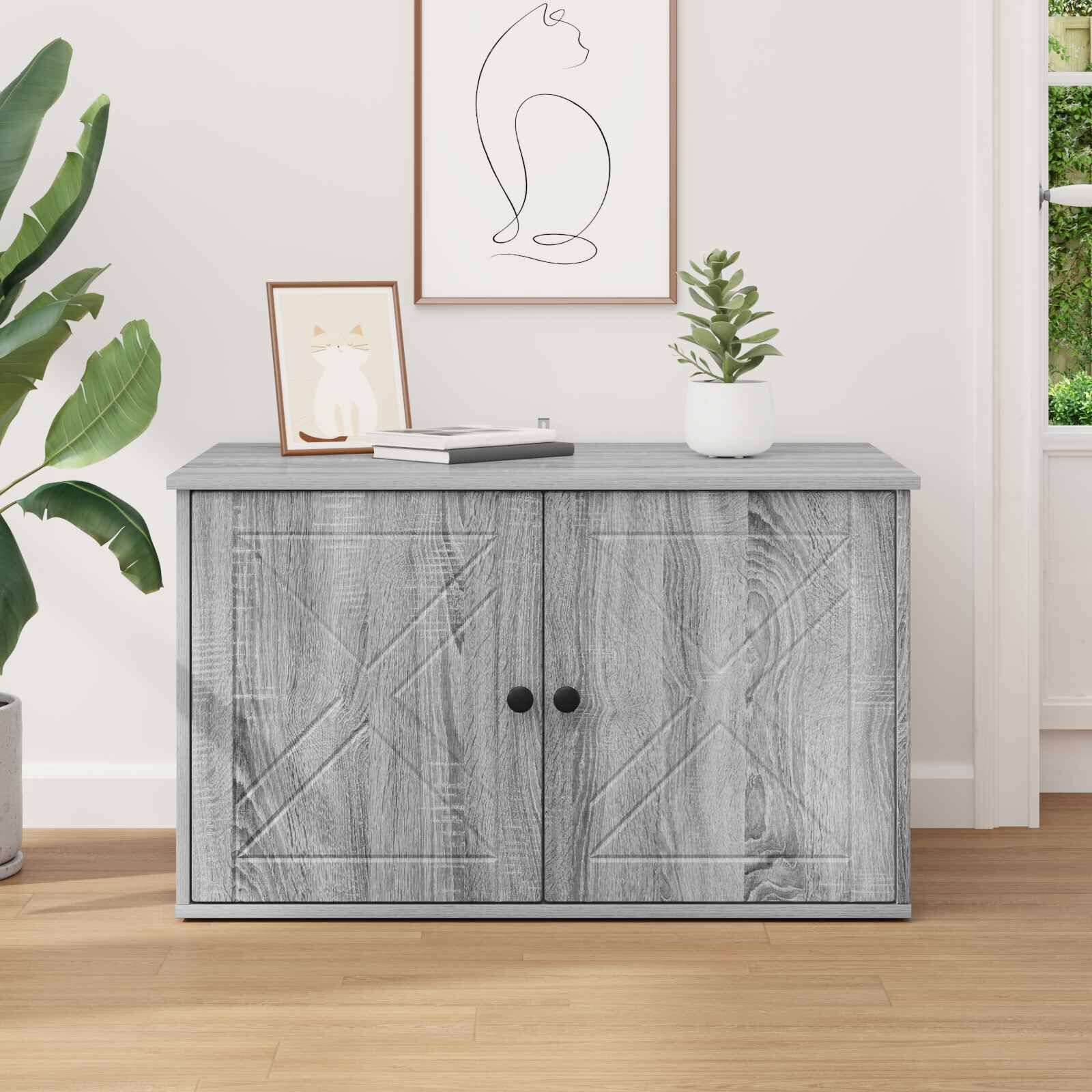 vidaXL Casa para Gatos Gris Sonoma 85 x 55 x 50 cm, , large Imagen numero 5