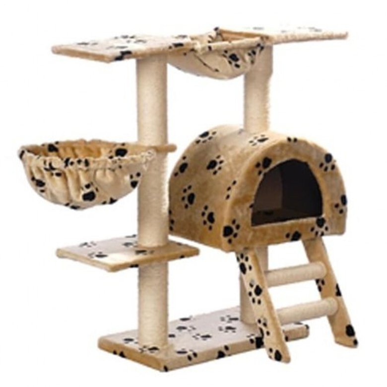 Torre rascador para gatos color Beige huellas, , large image number null