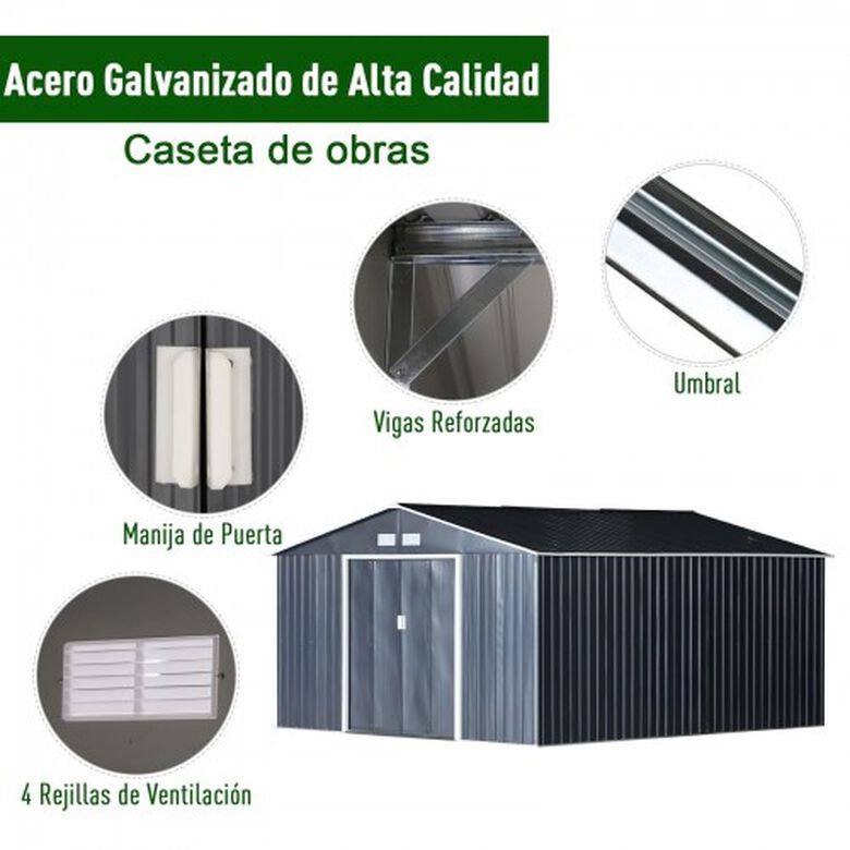 Caseta cobertizo de acero galvanizado color Gris Oscuro thumbnail