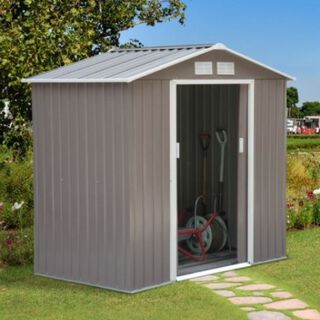 Caseta de jardín metálica Outsunny para almacenamiento color Gris 