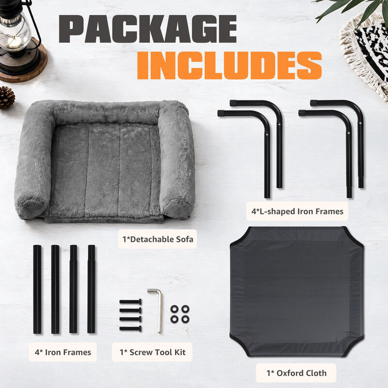 Nobleza Cama Elevada Sof&aacute; para Perros (XL-122*71*32cm) - Cama 2 en 1 Invierno/Verano con Coj&iacute;n de Felpa Desmontable, Cama T&eacute;rmica y Transpirable para Exterior e Interior, Gris, , large Imagen numero 13