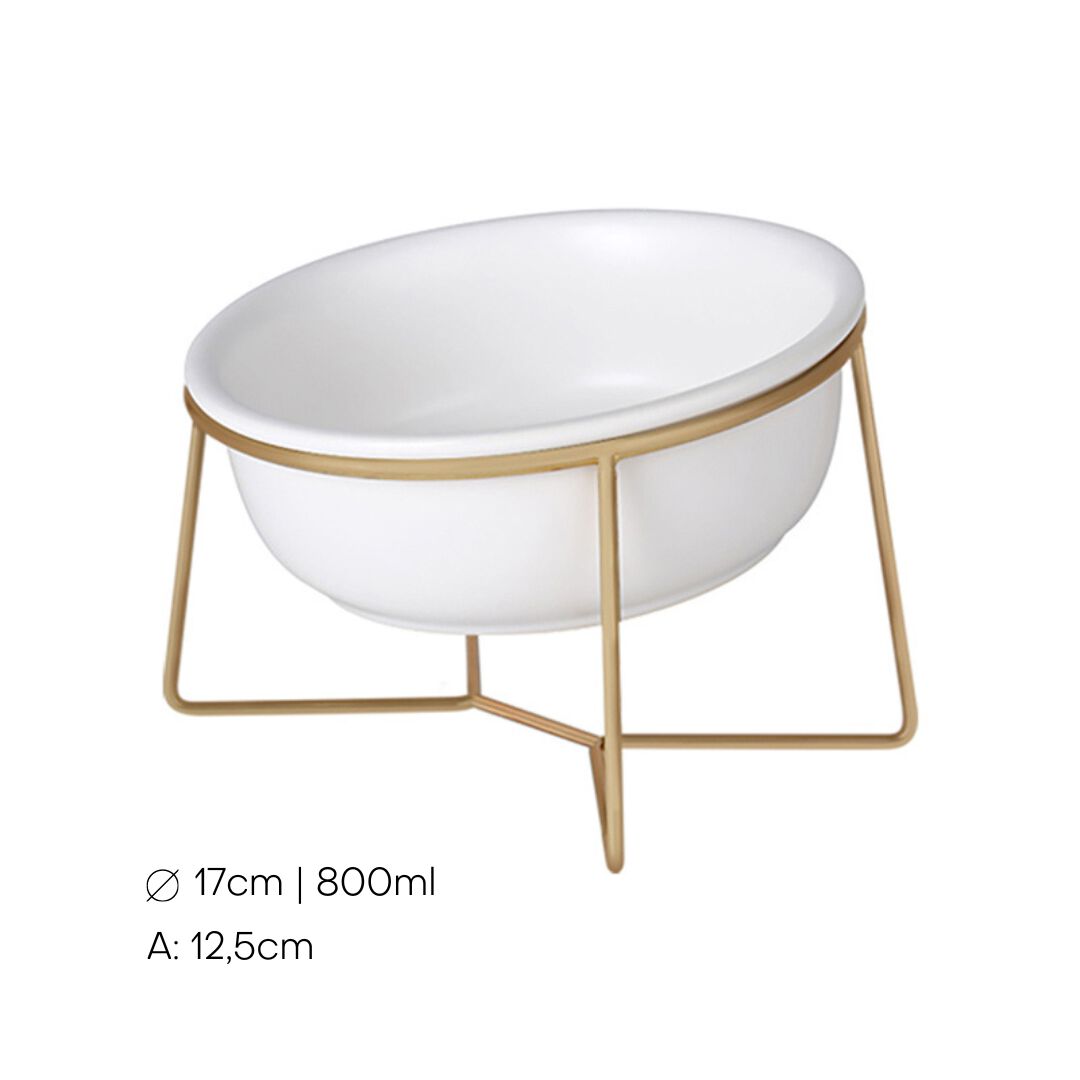 Taz&oacute;n Cer&aacute;mico Blanco con Soporte Dorado inclinado 800 ml, , large Imagen numero 2