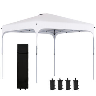 Outsunny Cenador Plegable Blanco Carpa De Jardín Para Camping Fiestas Patio 