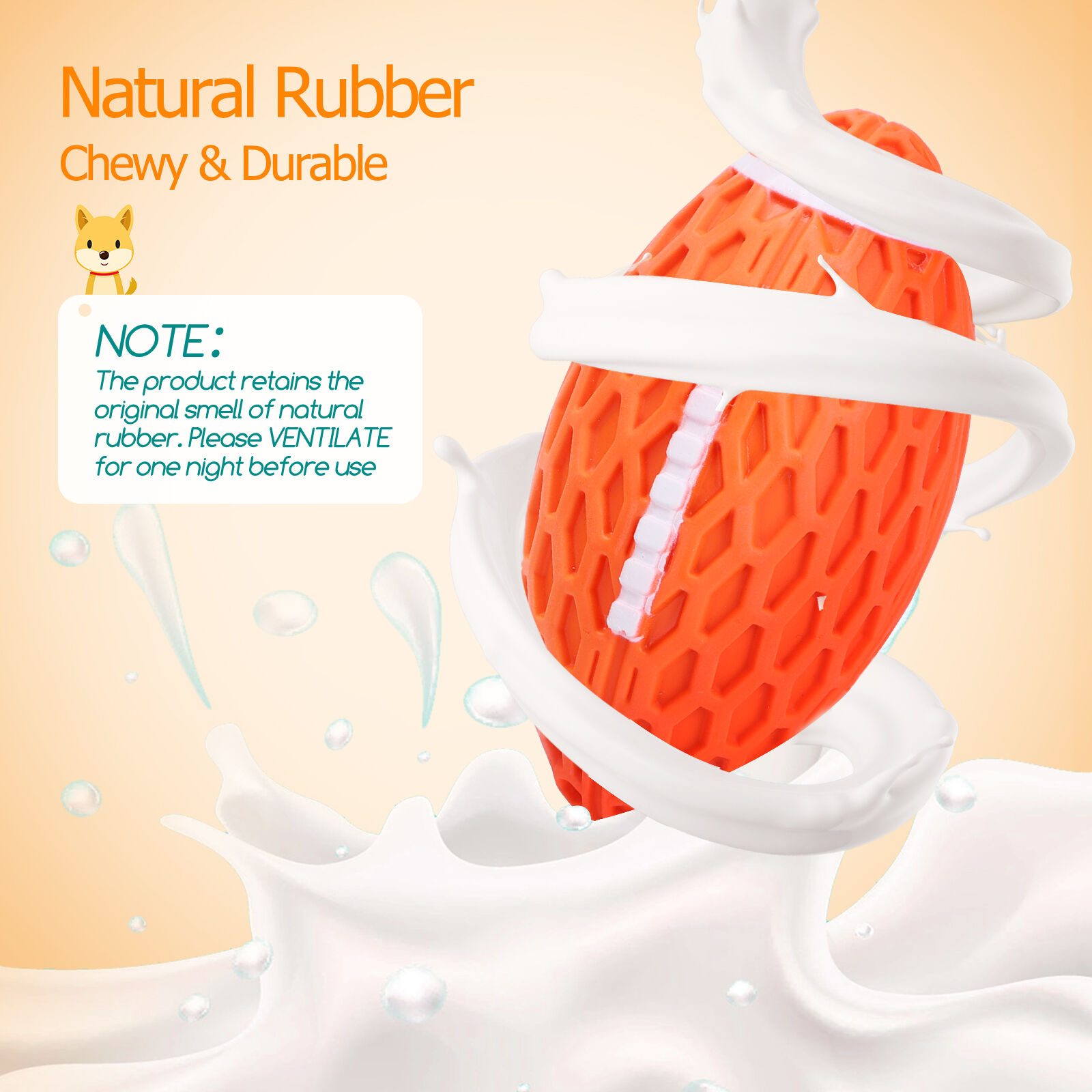 Nobleza Pelota Perros con Sonido, Pelota de Juguete para Perros Interactivo, Squeak Juguetes para Perro Rugby, Pelota Perro Masticar, Pelota Perro Indestructible de Caucho Natural, L10.3*W5.6CM, , large Imagen numero 5