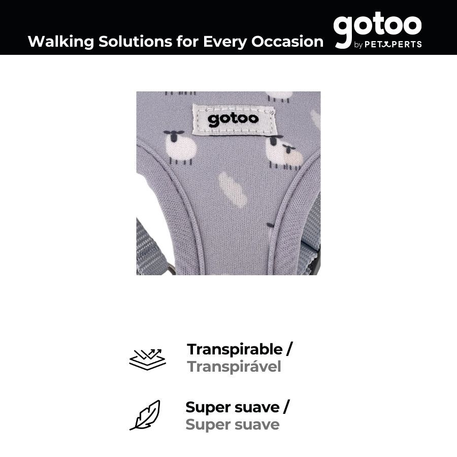 Gotoo Arnés ajustable estampado ovejitas gris para cachorros thumbnail