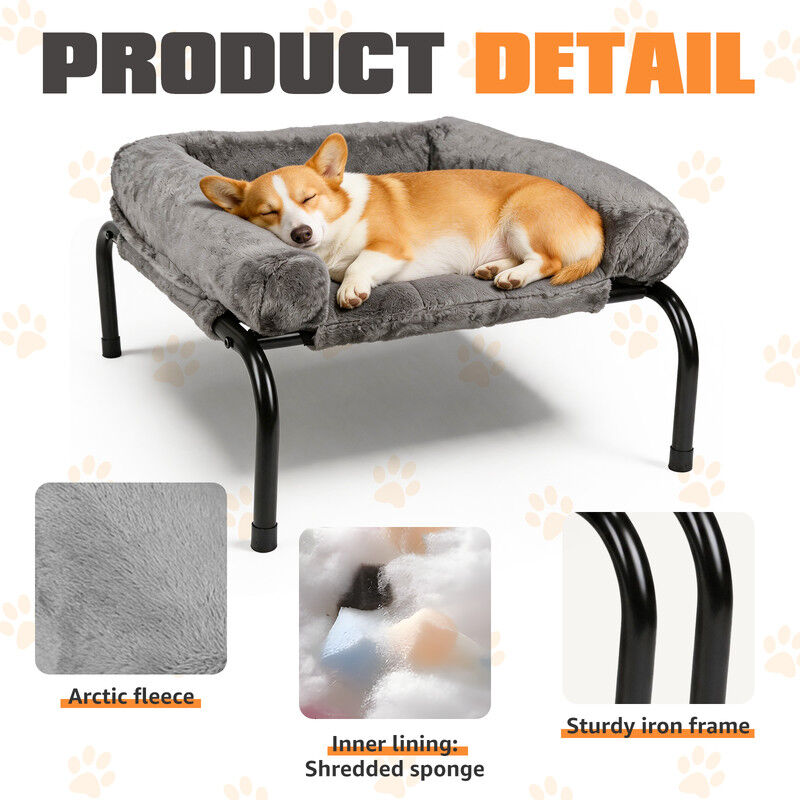 Nobleza Cama Elevada Sof&aacute; para Perros (XL-122*71*32cm) - Cama 2 en 1 Invierno/Verano con Coj&iacute;n de Felpa Desmontable, Cama T&eacute;rmica y Transpirable para Exterior e Interior, Gris, , large Imagen numero 12