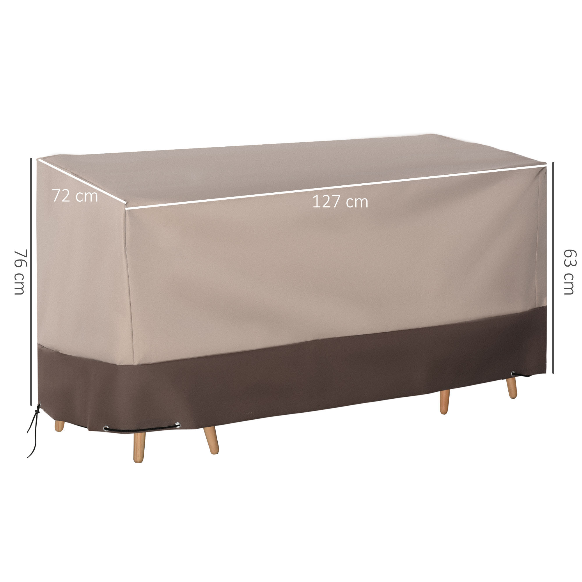 Outsunny Funda para Muebles de Jard&iacute;n 600D Oxford Protecci&oacute; contra el Polvo los Rayos UV Cubierta para Mobiliario Exterior 127x72x76 cm para Mesas Sillas Sof&aacute;s Marr&oacute;n, , large Imagen numero 3
