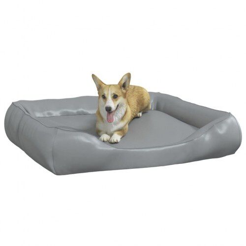 Vidaxl sof&aacute; acolchado de cuero gris claro para mascotas, , large Imagen numero 3