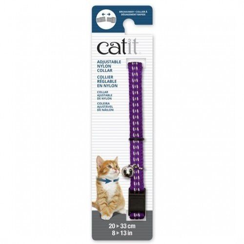 Collar ajustable reflective de nylon para gatos color P&uacute;rpura, , large Imagen numero 1