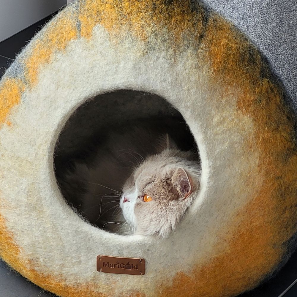 Casa para gato de fieltro de lana artesanal Potir, , large Imagen numero 2