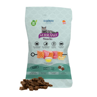 Serrano Bocaditos Omega 3 y DHA de Salmón y Atún para gatos
