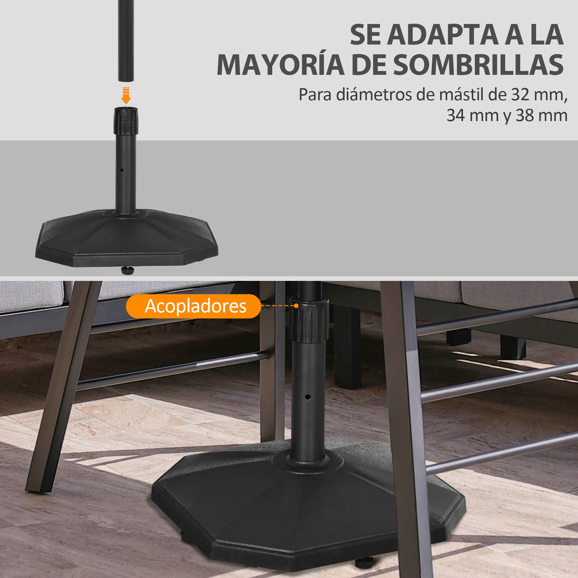 Outsunny Base de Sombrilla Negro, , large Imagen numero 4