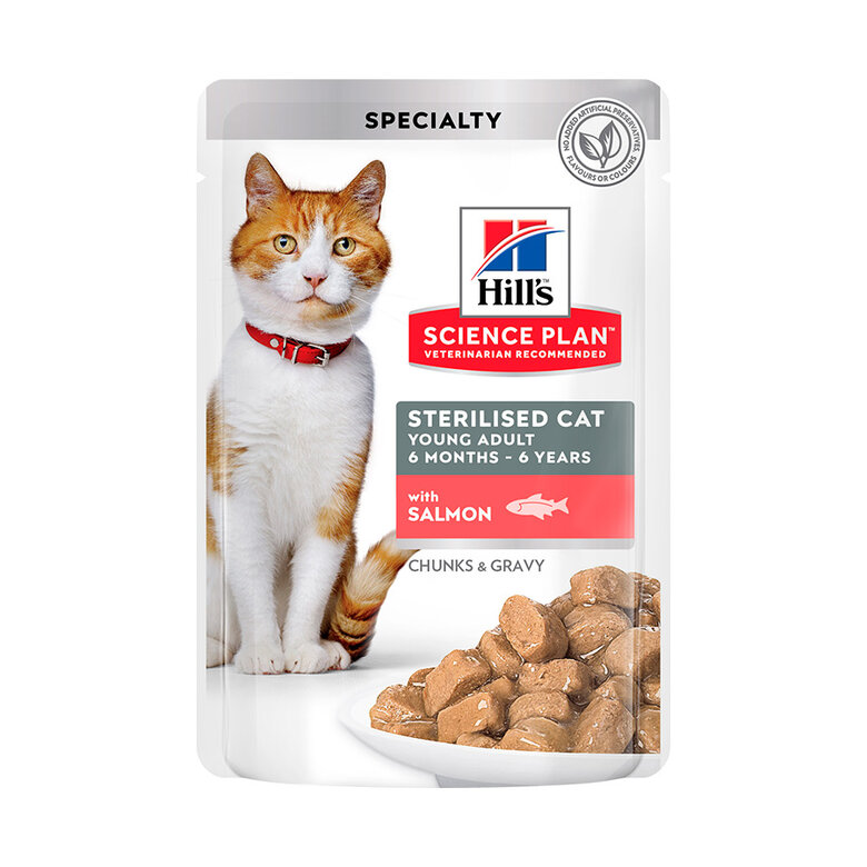 Sobre Hill's Science Plan Young Adult Sterilised Cat Salmón, , large image number null