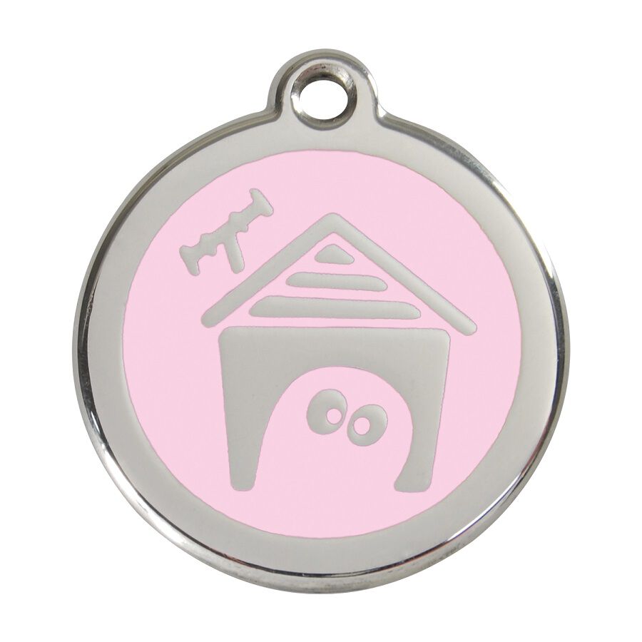 Placa identificativa Acero Inoxidable Esmalte Perro Casa Rosa para perros, , large Imagen numero 1