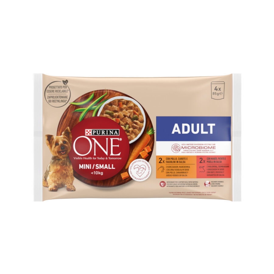 Purina One Mini Adult Pollo y Buey sobres para perros thumbnail