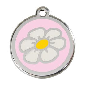 Red dingo Placa identificativa Acero Inoxidable Esmalte Margarita Rosa para perros
