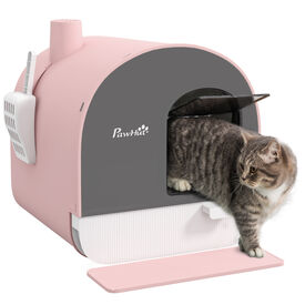 PawHut Caja de Arena Cerrada con Puerta Delantera para gatos