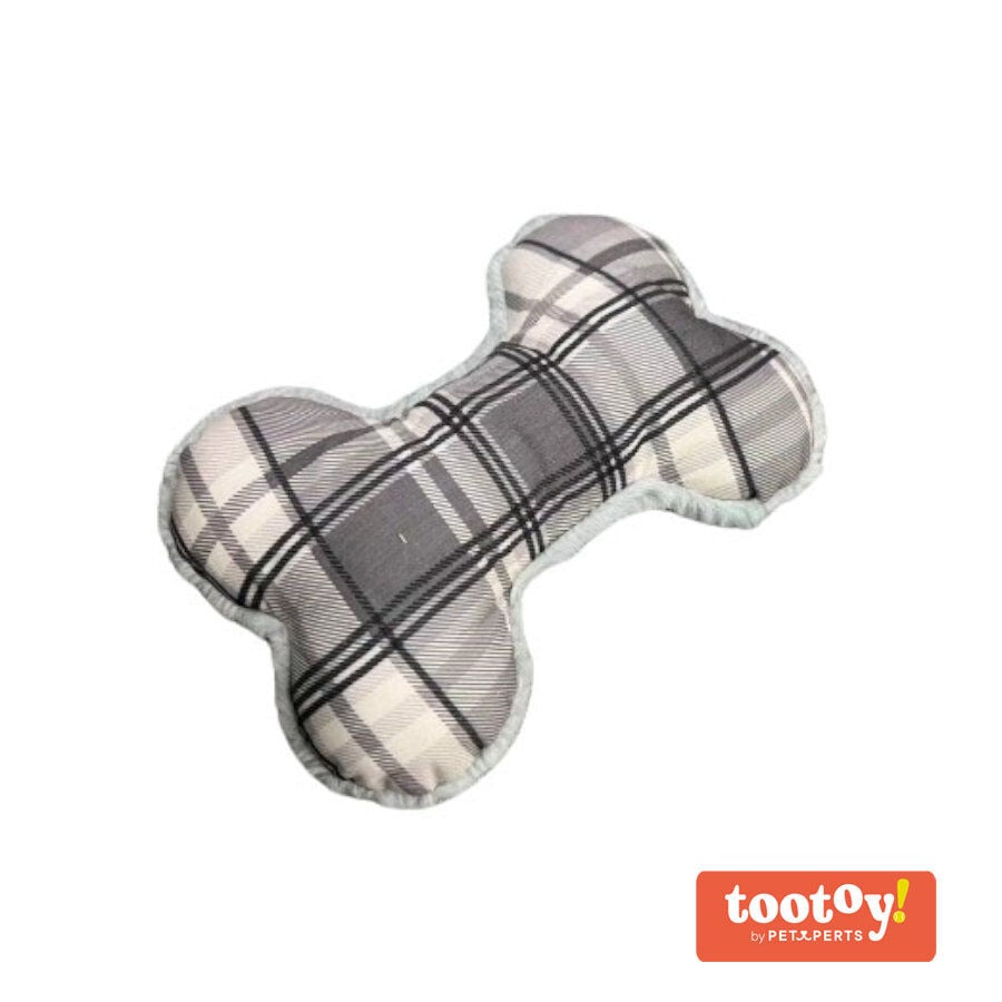 Tootoy! Tartan Bone Cuddler Grey Hueso de Peluche para perros thumbnail
