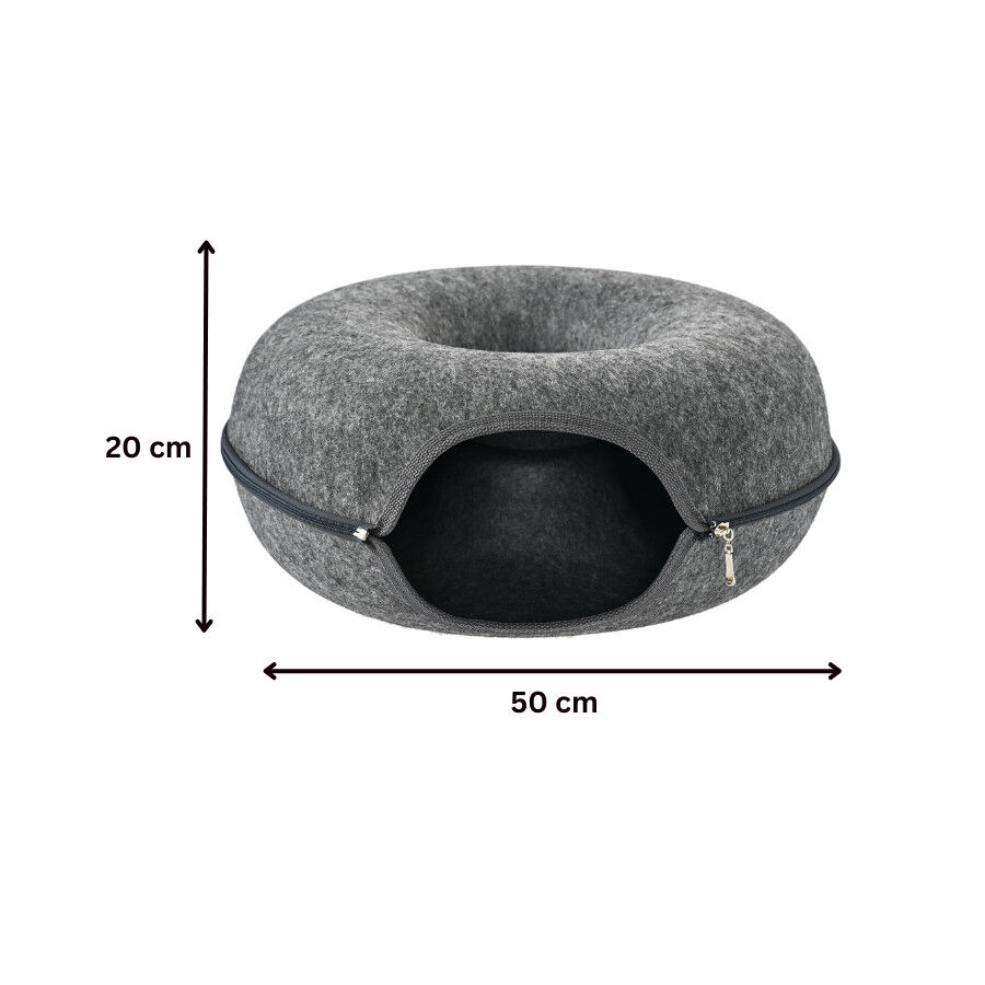 Leeby Cama T&uacute;nel Fieltro Gris para gatos, , large Imagen numero 4