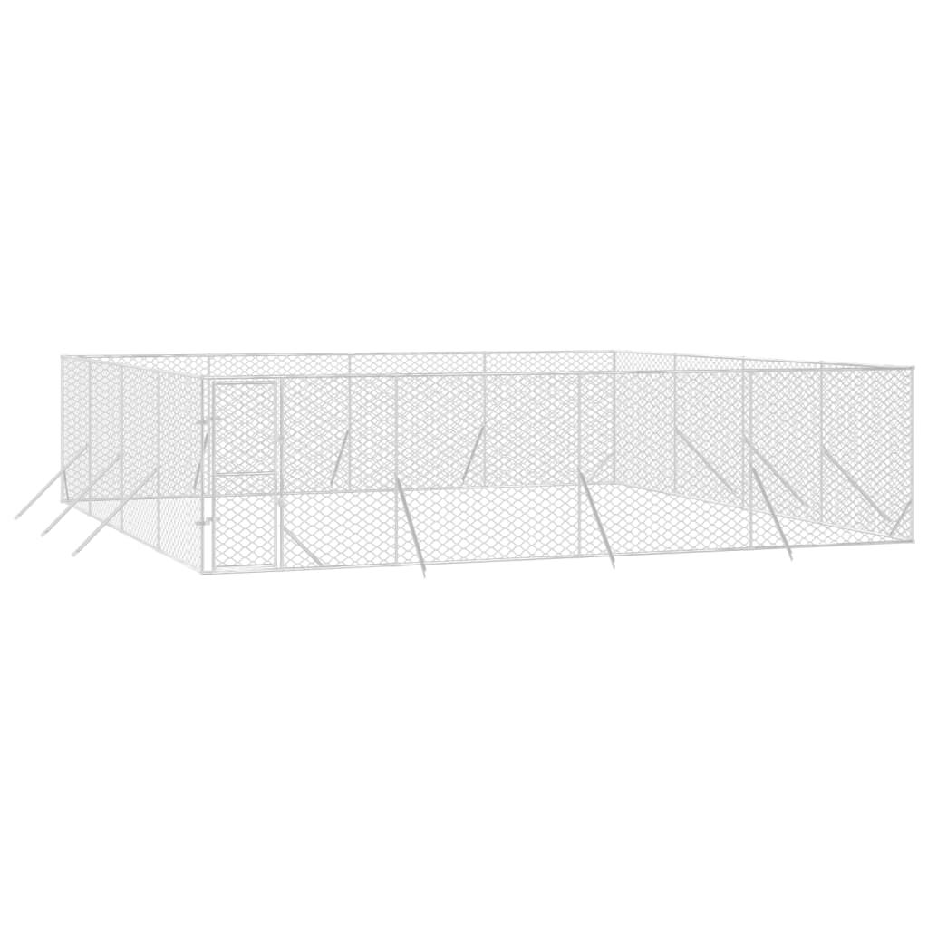 vidaXL Perrera de exterior acero galvanizado plateado 4x4x2 m, , large Imagen numero 36