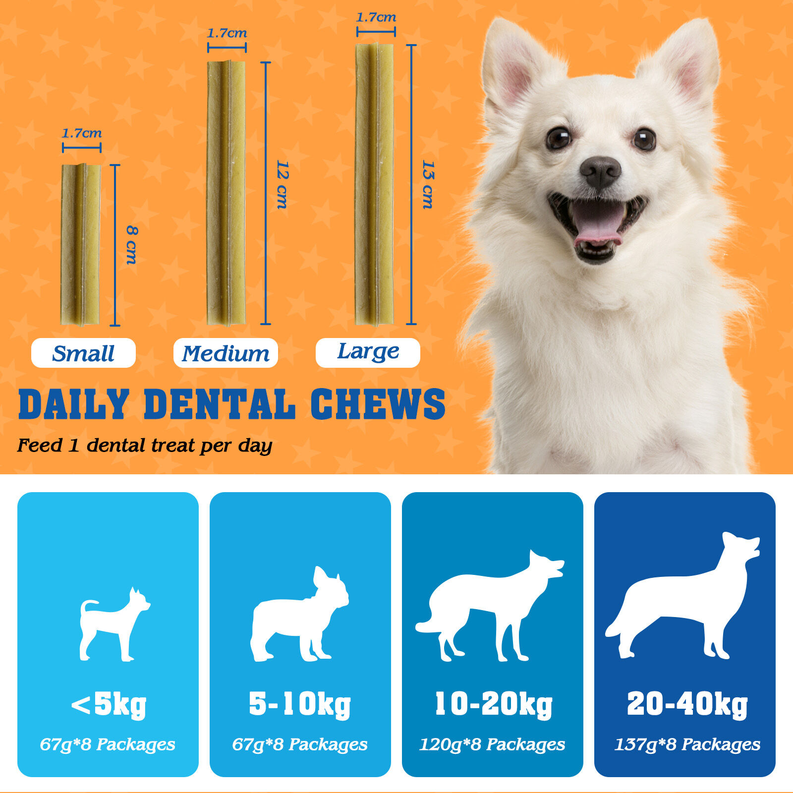 Nobleza Dental Stick para Perros con Sabor a Ternera, Snacks para Perros para la Higiene Oral Premios Natural, Palitos Dentales Masticables para Perro Grande, 137g * 8 Paquetes, , large Imagen numero 2