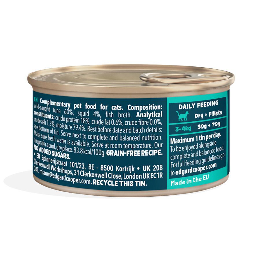 Edgard &amp; Cooper Filetes de Atún y Calamar lata para gatos thumbnail