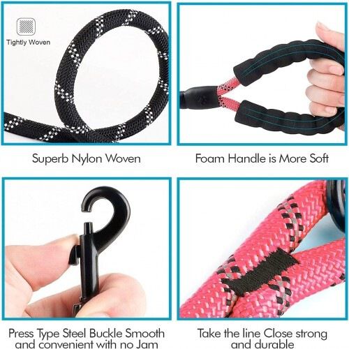 Edipets correa de adiestramiento con mango acolchado rosa para perros thumbnail