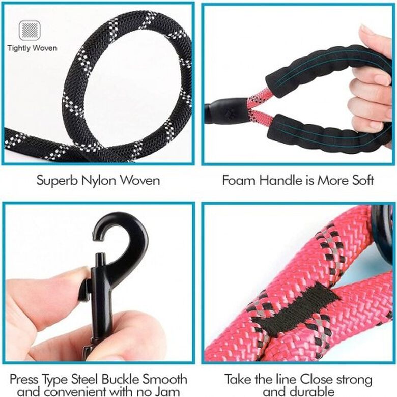 Edipets correa de adiestramiento con mango acolchado rosa para perros thumbnail