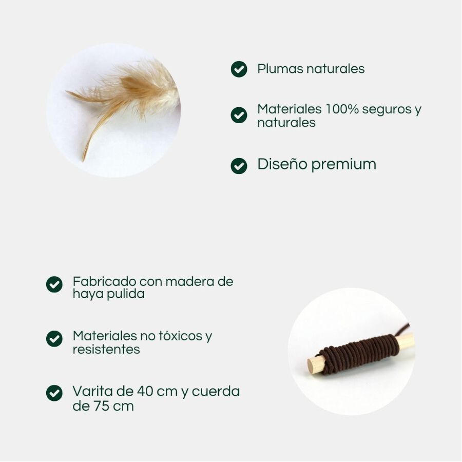 Set Premium de 4 Piezas Resistentes para el Ingenio y Entretenimiento de Mascotas | Juguetes Interactivos para Gatos y Gatitos | Kit de Estimulaci&oacute;n con Ca&ntilde;a o Varita de Madera Natural y Plumas, , large Imagen numero 5