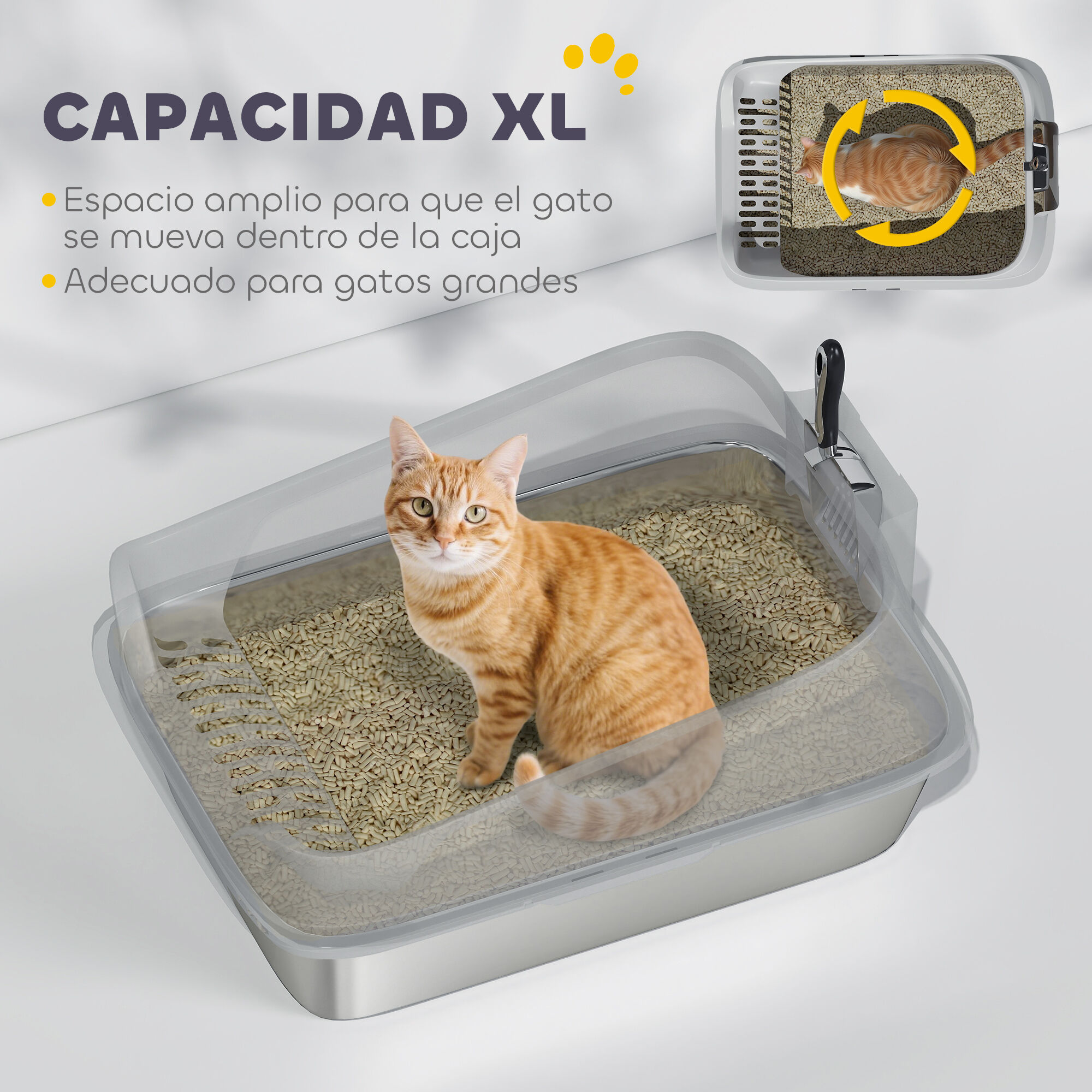 PawHut Arenero para Gatos Gris, , large Imagen numero 10