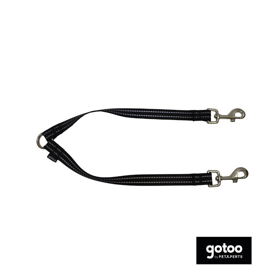 Gotoo Correa doble de nylon negra para perros thumbnail